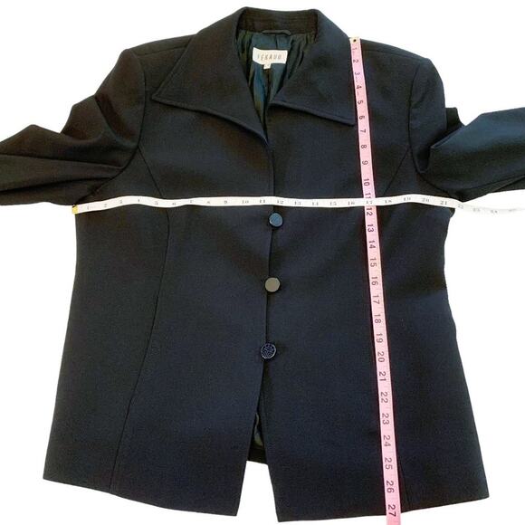LOUIS FERAUD Black Two Piece Suit Skirt Blazer Jacket 46/14 - Picture 7 of 16